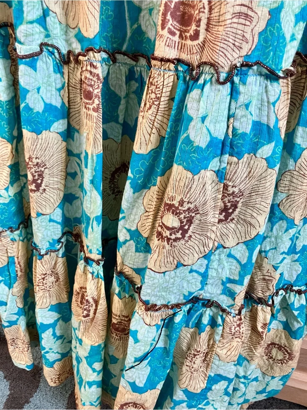 Free People Blue and Cream Floral Maxi Dress